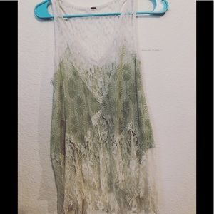 Free people lime lace sheer shirt